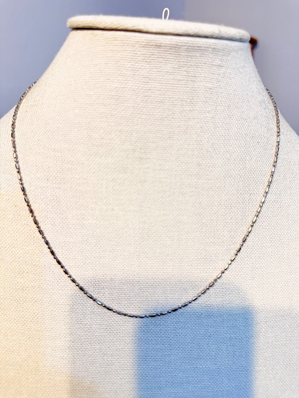 Vintage Silver Tone Beaded Chain Necklace 17”